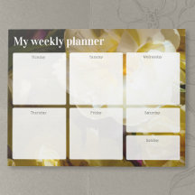 Golden Yellow Tulip Weekly Planner