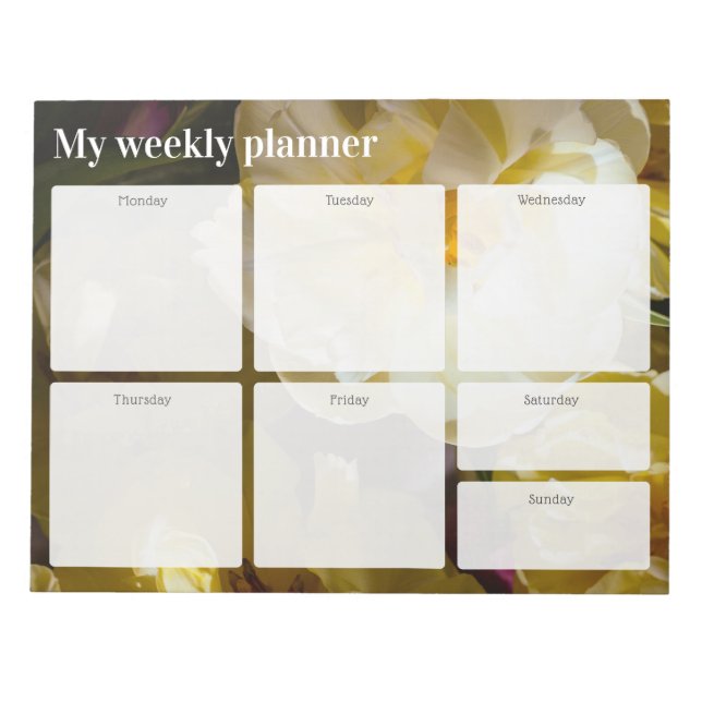 Golden Yellow Tulip Weekly Planner Notepad (Front)