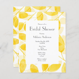 Golden Yellow Watercolor Leaves  Invitation