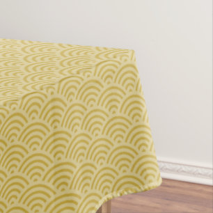 Golden Yellow Waves Art Deco Style Pattern Tablecloth