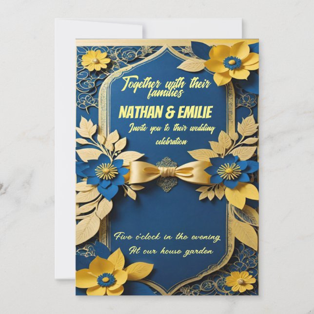 Golden Yellow wedding invitation  (Front)
