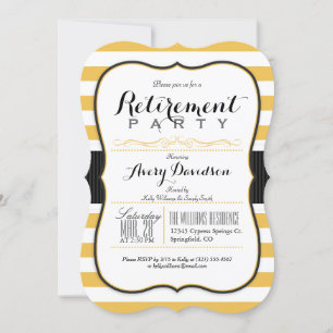 Golden Yellow & White; Elegant Retirement Party Invitation