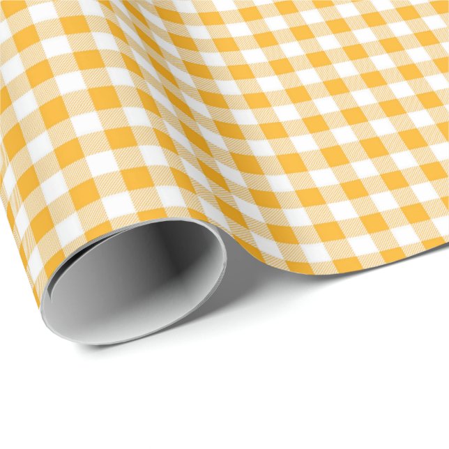 Golden Yellow | White Gingham Wrapping Paper (Roll Corner)
