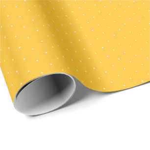 Golden Yellow white tiny polka dots pattern gift Wrapping Paper
