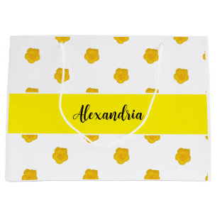 Golden Yellow Wildflower Monogram Name Gift Bag
