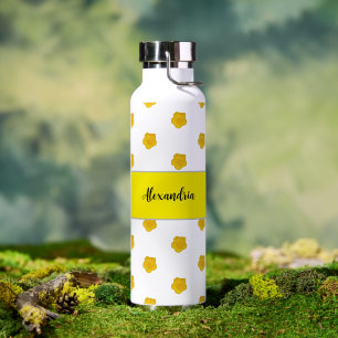 Golden Yellow Wildflower Photo Monogram Name Water Bottle