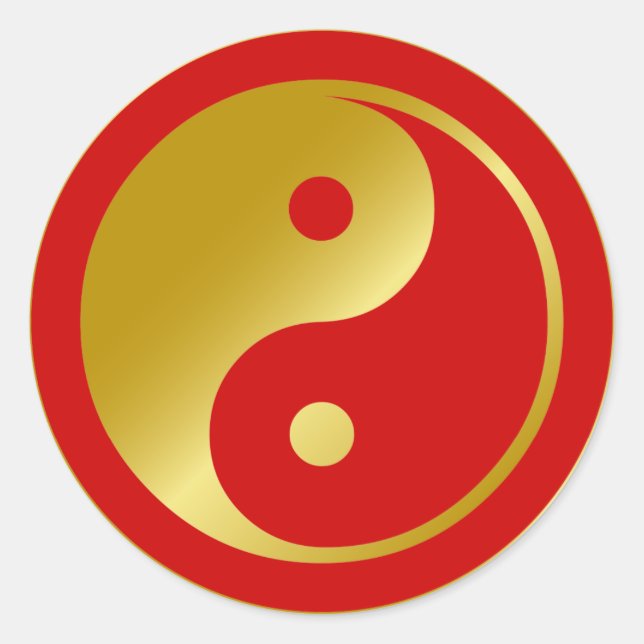Golden Yin Yang Classic Round Sticker (Front)