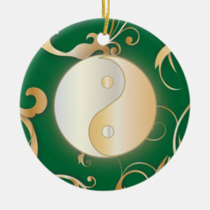 Golden Yin & Yang Ornament