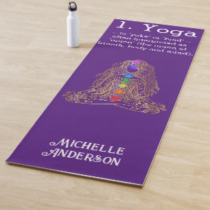 Golden Yoga Girl With Chakras Yoga Mat