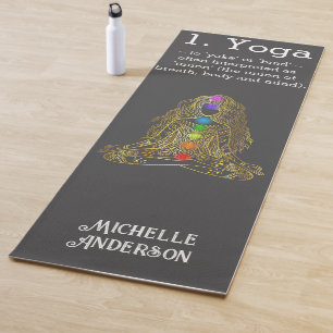 Golden Yoga Girl With Chakras Yoga Mat