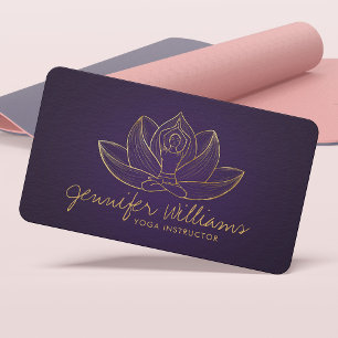 Golden Yoga Lotus Line art Business Card