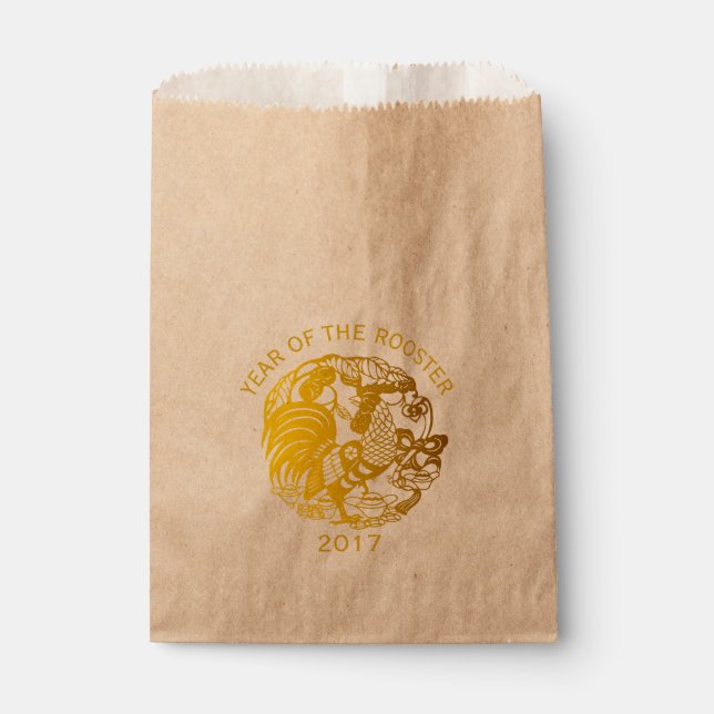 Golden Zodiac 2017 Rooster Year favour bag (Front)