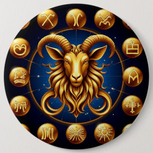 Golden Zodiac Capricorn Design 6 Cm Round Badge