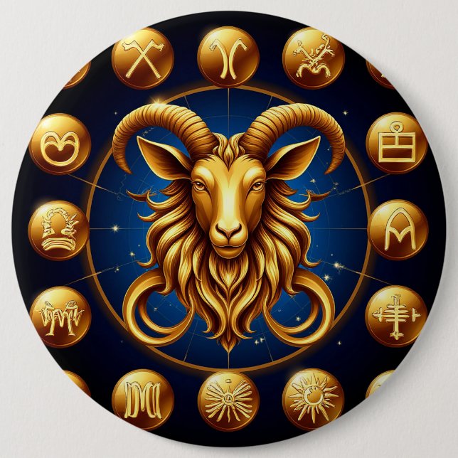 Golden Zodiac Capricorn Design 6 Cm Round Badge (Front)