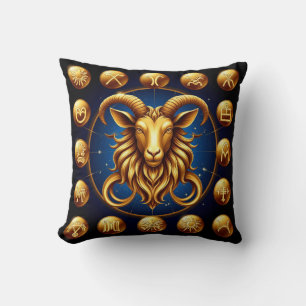 Golden Zodiac Capricorn Design Cushion
