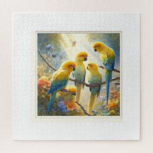 Goldencrowned Parakeet Interaction 050624AREF113 - Jigsaw Puzzle