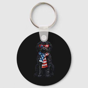 Goldendoodle 4th of july patriotic black golden key ring