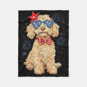 Goldendoodle 4th Of July Patriotic Golden Doodle D Fleece Blanket