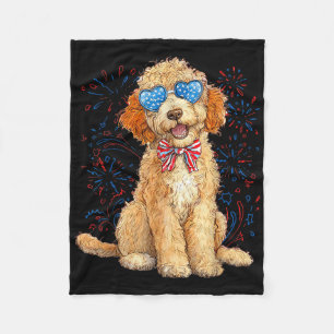 Goldendoodle 4th Of July Patriotic Golden Doodle D Fleece Blanket