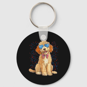 Goldendoodle 4th Of July Patriotic Golden Doodle D Key Ring