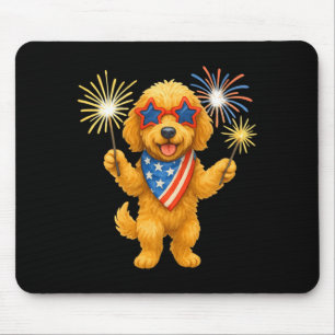 Goldendoodle 4th of july patriotic golden doodle mouse pad