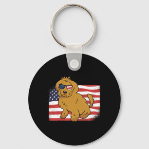 Goldendoodle American Flag 4th Of July Usa Funny D Key Ring