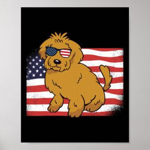 Goldendoodle American Flag 4th Of July Usa Funny D Poster