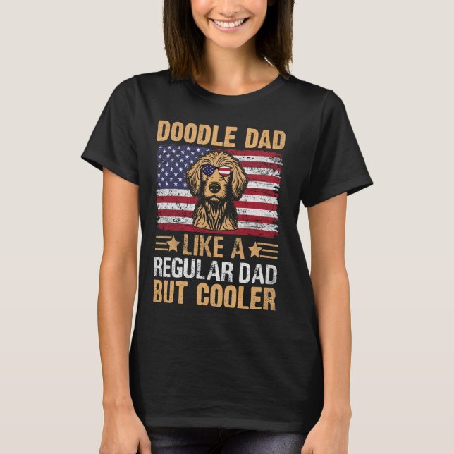 Goldendoodle American Flag Doodle Dad Like Regular T-Shirt (Front)