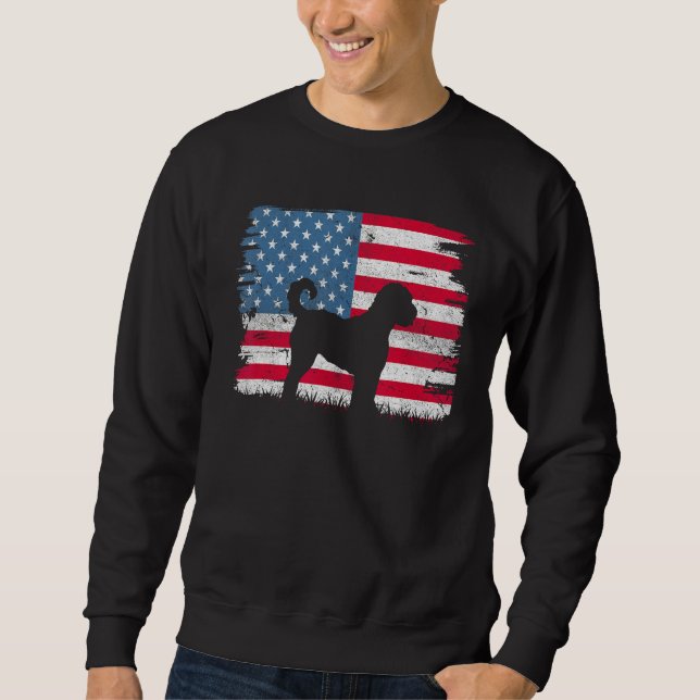 Goldendoodle American Flag USA 4th of July Men Wom Sweatshirt (Front)