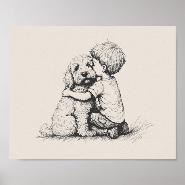 goldendoodle and boy  poster (Front)