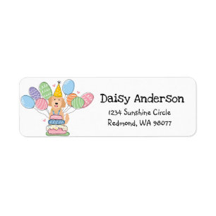 Goldendoodle Birthday Party Return Address Label