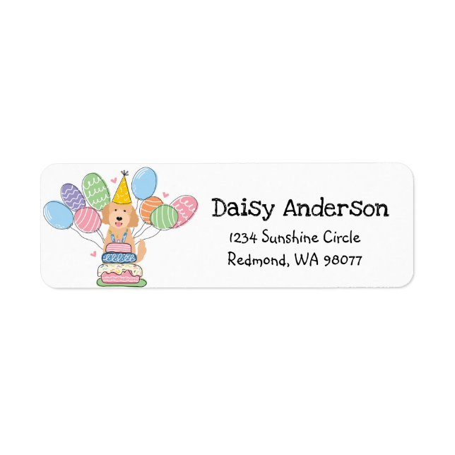 Goldendoodle Birthday Party Return Address Label (Front)