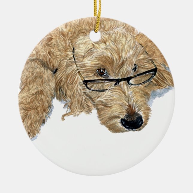 Goldendoodle Ceramic Tree Decoration (Front)