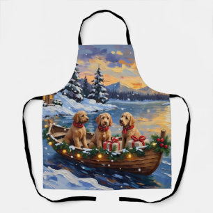 Goldendoodle Christmas Boat Holiday Apron