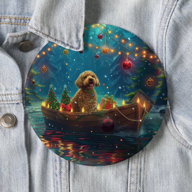 Goldendoodle Christmas Festive Voyage 6 Cm Round Badge (In Situ)