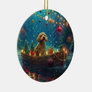 Goldendoodle Christmas Festive Voyage Ceramic Ornament