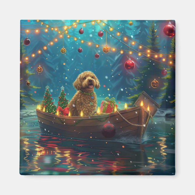 Goldendoodle Christmas Festive Voyage Magnet (Front)