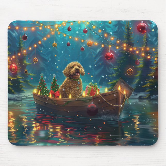 Goldendoodle Christmas Festive Voyage Mouse Pad (Front)
