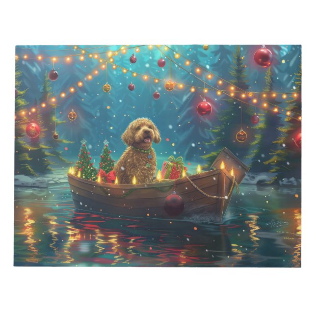 Goldendoodle Christmas Festive Voyage Notepad (Front)