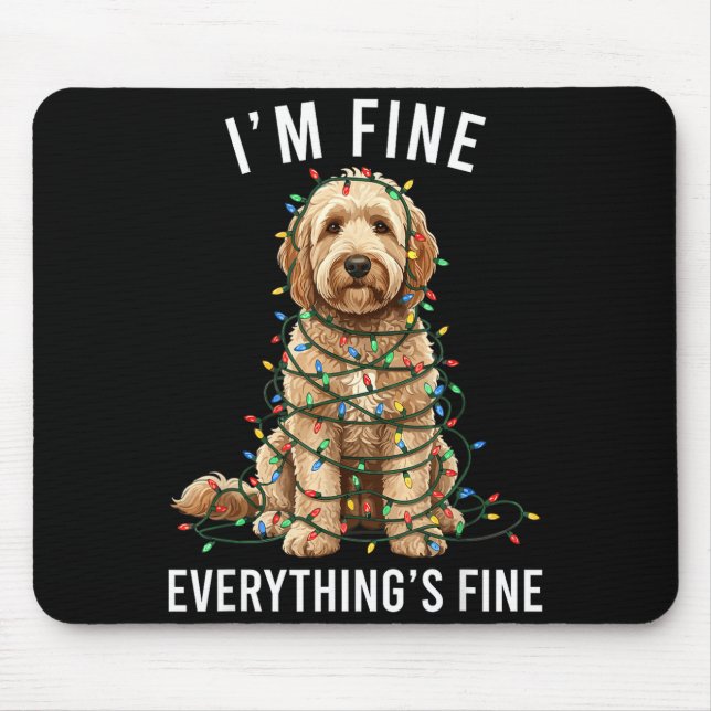 Goldendoodle Christmas I'm Fine Everything Is Fine Mouse Pad (Front)