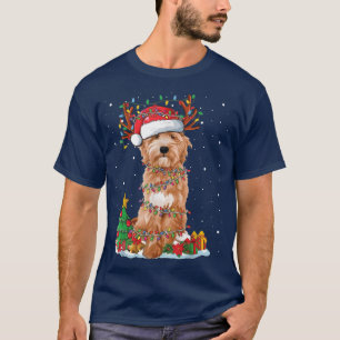 Goldendoodle Christmas Lights Santa Reindeer Dog L T-Shirt