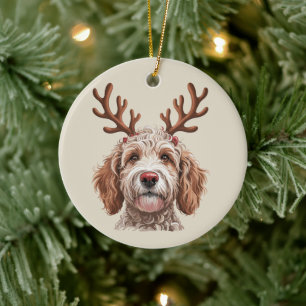 Goldendoodle Christmas Lover Dog Mum Gift Ceramic Ornament