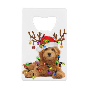 Goldendoodle christmas reindeer christmas lights p