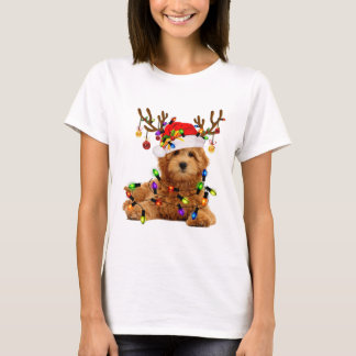 Goldendoodle christmas reindeer christmas lights p T-Shirt
