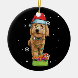 Goldendoodle Christmas Santa Funny Dog Lover Gift Ceramic Ornament