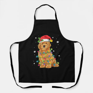 Goldendoodle Christmas Santa Hat Fairy Lights Apron