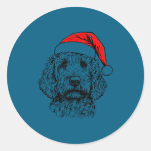 Goldendoodle Christmas Santa Hat Xmas Pajama Golde Classic Round Sticker