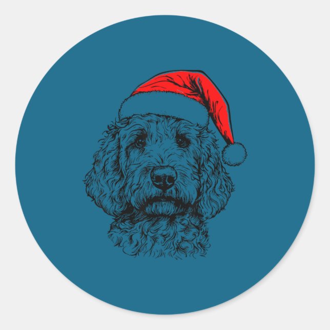 Goldendoodle Christmas Santa Hat Xmas Pajama Golde Classic Round Sticker (Front)