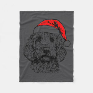 Goldendoodle Christmas Santa Hat Xmas Pajama Golde Fleece Blanket