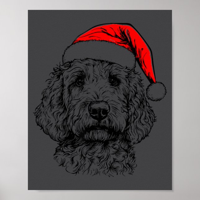 Goldendoodle Christmas Santa Hat Xmas Pajama Golde Poster (Front)